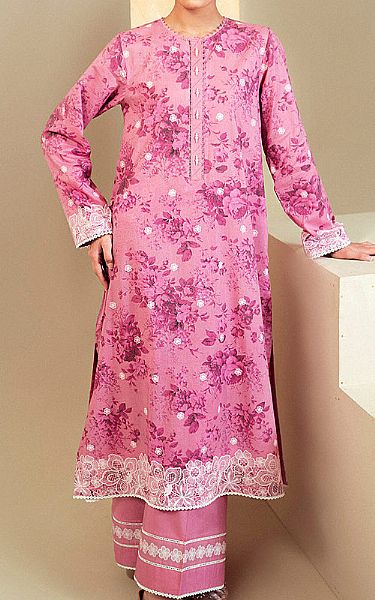 Cross Stitch Carnation Pink Lawn Suit (2 Pcs) | Pakistani Lawn Suits- Image 1