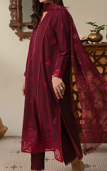 Cross Stitch Maroon Lawn Suit | Pakistani Lawn Dress in USA- Image 1