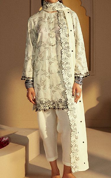 Cross Stitch Off-white Linen Suit | Pakistani Winter Dresses in USA- Image 2