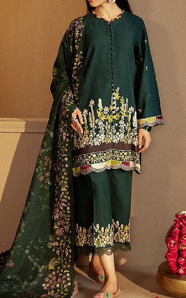 Cross Stitch Dark Green Khaddar Suit | Pakistani Winter Dresses in USA- Image 1