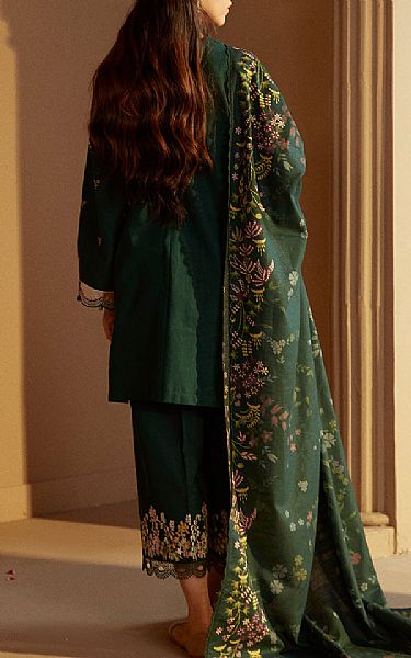 Cross Stitch Dark Green Khaddar Suit | Pakistani Winter Dresses in USA- Image 2