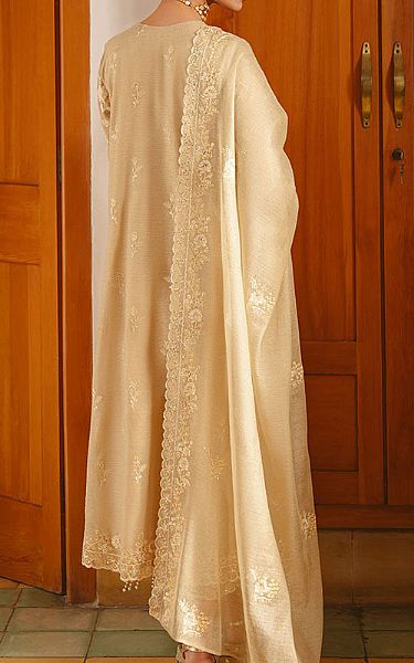 Cross Stitch Sand Gold Tissue Suit | Pakistani Embroidered Chiffon Dresses USA- Image 2