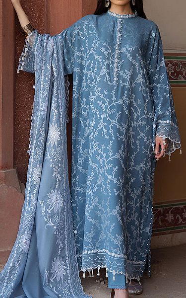 Cross Stitch Cadet Blue Jacquard Suit | Pakistani Lawn Dress in USA- Image 1