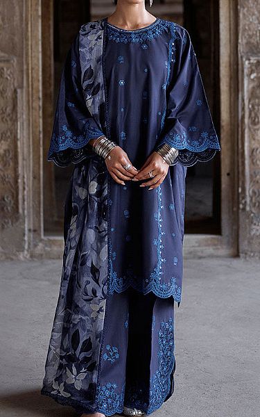 Cross Stitch Navy Blue Lawn Suit | Pakistani Lawn Dress in USA- Image 1