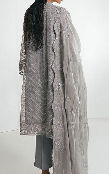 Cross Stitch Grey Organza Suit | Pakistani Embroidered Chiffon Dresses USA- Image 2