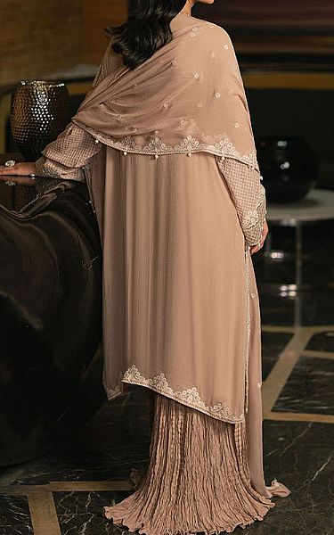 Cross Stitch Tan Chiffon Suit | Pakistani Embroidered Chiffon Dresses USA- Image 2