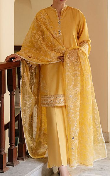Cross Stitch Yellow Lawn Suit | Pakistani Lawn Dress in USA- Image 1