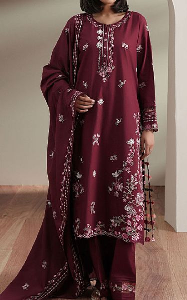 Cross Stitch Maroon Lawn Suit | Pakistani Lawn Dress in USA- Image 1