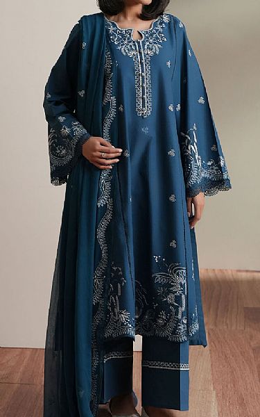 Cross Stitch Denim Blue Lawn Suit | Pakistani Lawn Dress in USA- Image 1