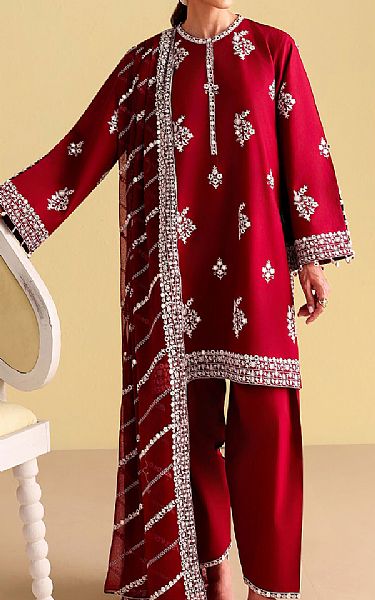 Cross Stitch Wine Red Lawn Suit | Pakistani Lawn Dress in USA- Image 1