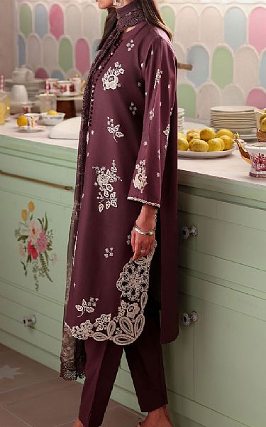 Cross Stitch Plum Lawn Suit | Pakistani Lawn Dress in USA- Image 2