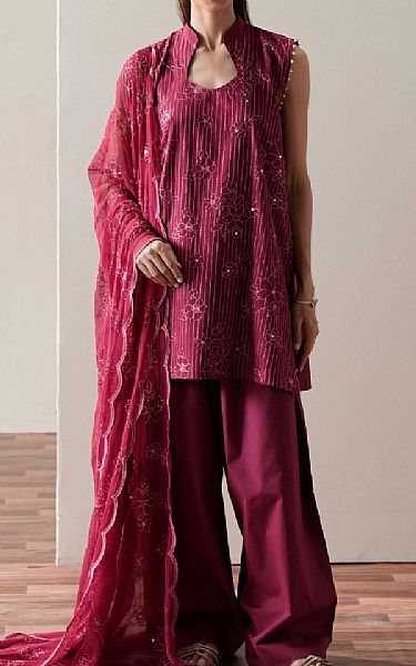 Cross Stitch Magenta Cambric Suit | Pakistani Lawn Dress in USA- Image 1