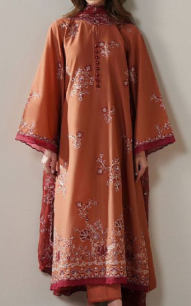Cross Stitch Rust Cambric Suit | Pakistani Lawn Dress in USA- Image 1