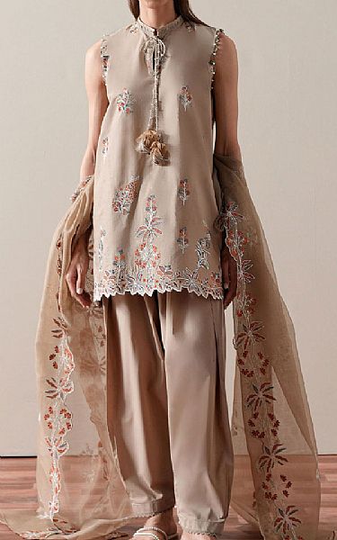 Cross Stitch Beige Cambric Suit | Pakistani Lawn Dress in USA- Image 1
