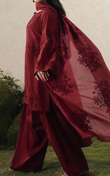 Cross Stitch Wine Red Lawn Suit | Pakistani Lawn Dress in USA- Image 2
