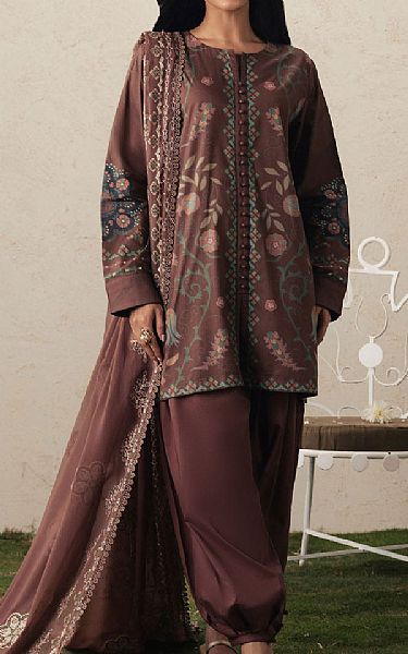 Cross Stitch Brown Lawn Suit | Pakistani Lawn Dress in USA- Image 1
