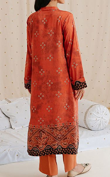Cross Stitch Orange Linen Suit (2 Pcs) | Pakistani Winter Dresses- Image 2