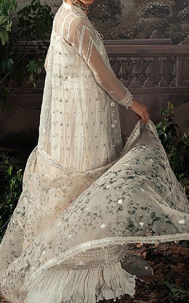 Cross Stitch Ivory Organza Suit | Pakistani Embroidered Chiffon Dresses- Image 2