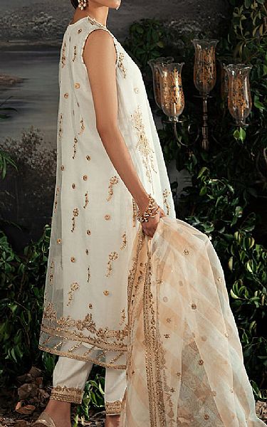 Cross Stitch Off White Organza Suit | Pakistani Embroidered Chiffon Dresses- Image 2