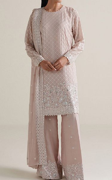 Cross Stitch Oyster Pink Chiffon Suit | Pakistani Embroidered Chiffon Dresses USA- Image 1