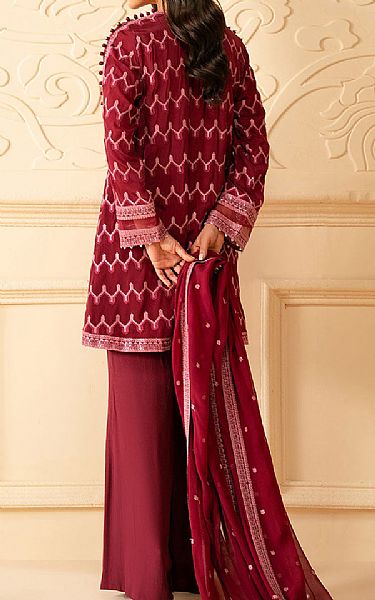 Cross Stitch Wine Red Chiffon Suit | Pakistani Embroidered Chiffon Dresses USA- Image 2