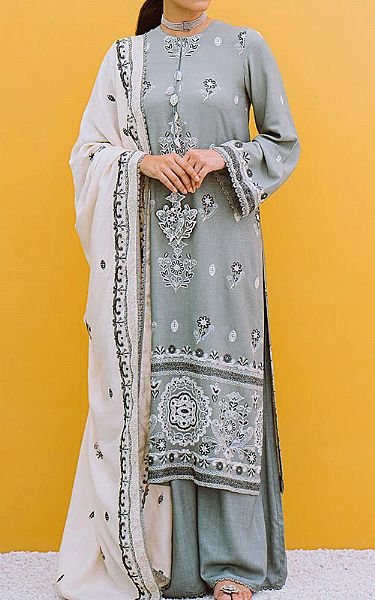 Cross Stitch Grey Linen Suit | Pakistani Dresses in USA- Image 1