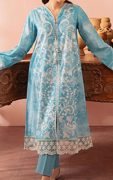 Cross Stitch Moonstone Blue Cambric Suit (2 pcs) | Pakistani Lawn Dress in USA- Image 1