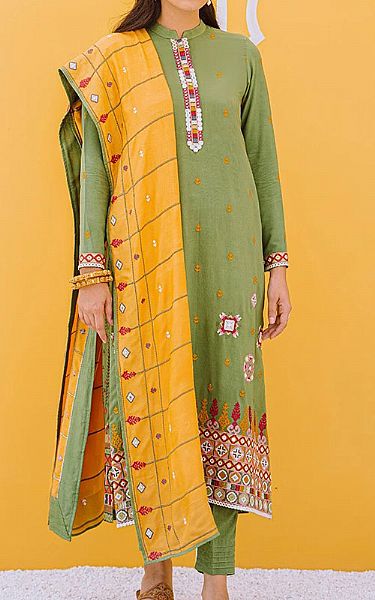 Cross Stitch Pistachio Linen Suit | Pakistani Dresses in USA- Image 1