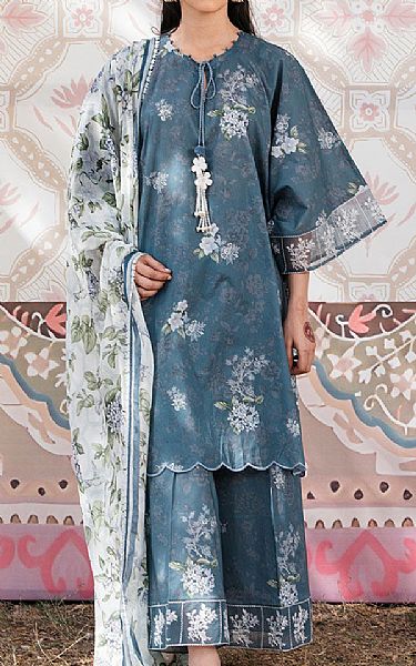 Cross Stitch Slate Blue Lawn Suit | Pakistani Lawn Dress in USA- Image 1