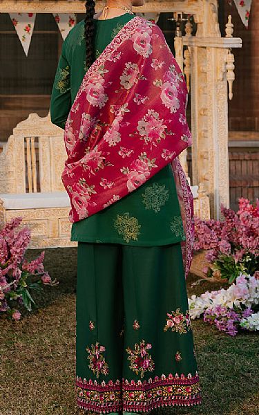 Cross Stitch Bottle Green Jacquard Suit | Pakistani Lawn Suits- Image 2