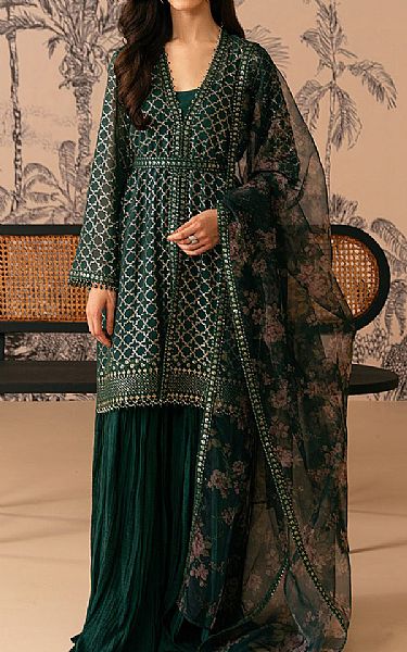 Cross Stitch Green Chiffon Suit | Pakistani Embroidered Chiffon Dresses USA- Image 1