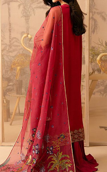 Cross Stitch Cerise Pink Silk Suit | Pakistani Embroidered Chiffon Dresses USA- Image 2