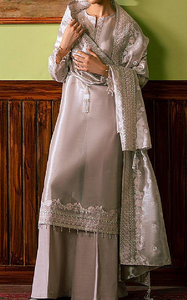 Cross Stitch Grey Zari Suit | Pakistani Embroidered Chiffon Dresses USA- Image 1