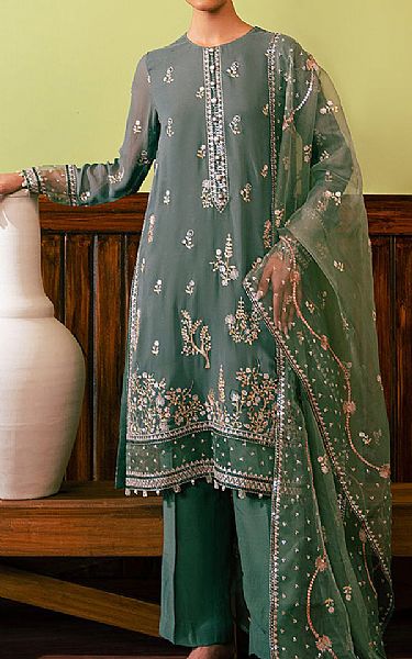 Cross Stitch Mineral Green Chiffon Suit | Pakistani Embroidered Chiffon Dresses USA- Image 1