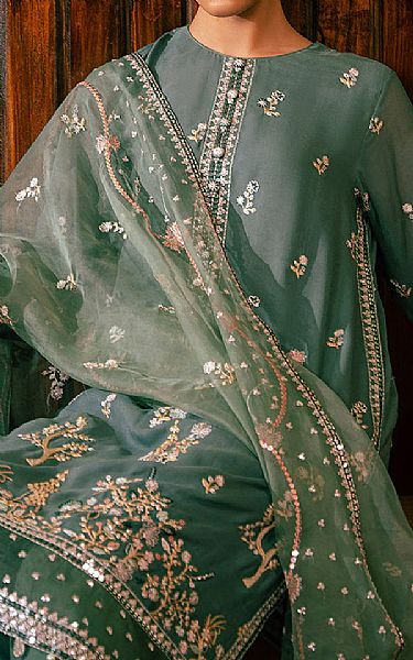 Cross Stitch Mineral Green Chiffon Suit | Pakistani Embroidered Chiffon Dresses USA- Image 3