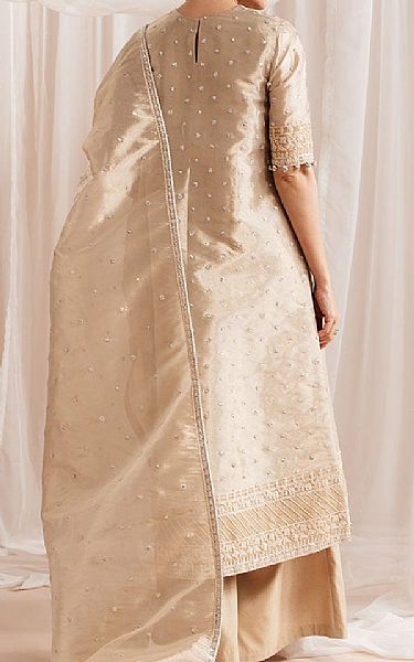 Cross Stitch Fawn Silk Suit | Pakistani Embroidered Chiffon Dresses USA- Image 2