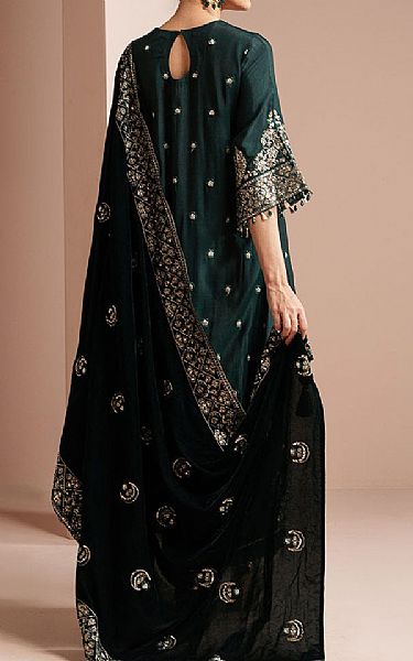 Cross Stitch Green Silk Suit | Pakistani Embroidered Chiffon Dresses USA- Image 2