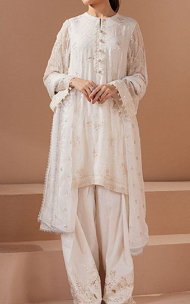 Cross Stitch White Chiffon Suit | Pakistani Embroidered Chiffon Dresses USA- Image 1