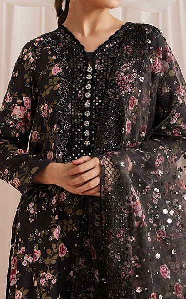 Cross Stitch Black Silk Suit | Pakistani Embroidered Chiffon Dresses USA- Image 3