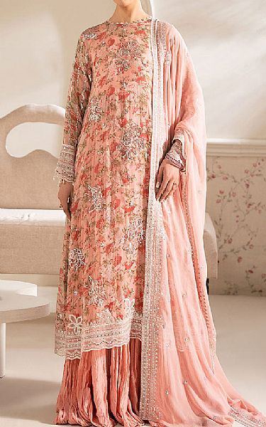 Cross Stitch Pink Organza Suit | Pakistani Embroidered Chiffon Dresses USA- Image 1