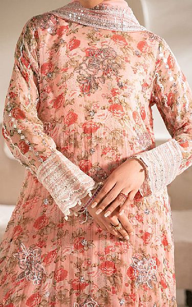 Cross Stitch Pink Organza Suit | Pakistani Embroidered Chiffon Dresses USA- Image 3