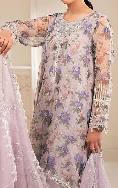 Cross Stitch Lilac Organza Suit | Pakistani Embroidered Chiffon Dresses USA- Image 3