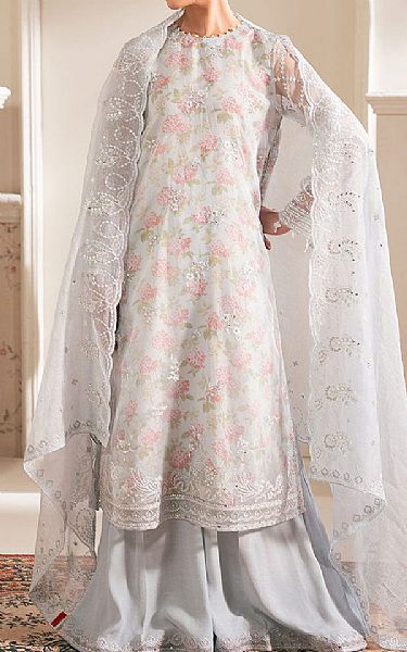 Cross Stitch Grey Organza Suit | Pakistani Embroidered Chiffon Dresses USA- Image 1