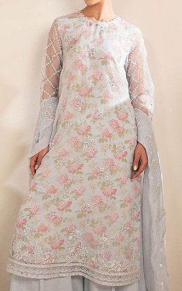 Cross Stitch Grey Organza Suit | Pakistani Embroidered Chiffon Dresses USA- Image 3