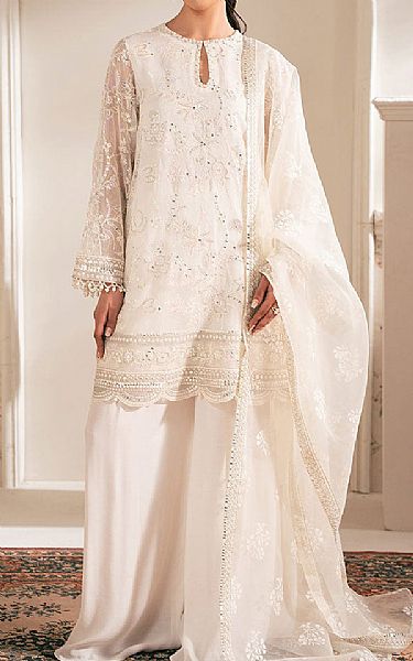 Cross Stitch Off White Net Suit | Pakistani Embroidered Chiffon Dresses USA- Image 1