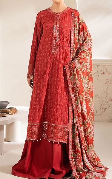 Cross Stitch Red Chiffon Suit | Pakistani Embroidered Chiffon Dresses USA- Image 1