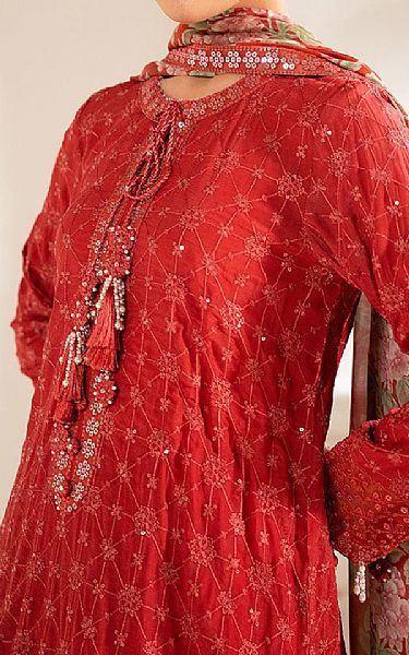 Cross Stitch Red Chiffon Suit | Pakistani Embroidered Chiffon Dresses USA- Image 3