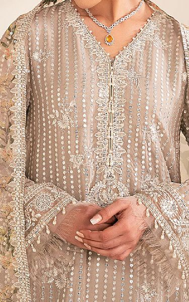 Cross Stitch Pastel Grey Chiffon Suit | Pakistani Embroidered Chiffon Dresses USA- Image 3