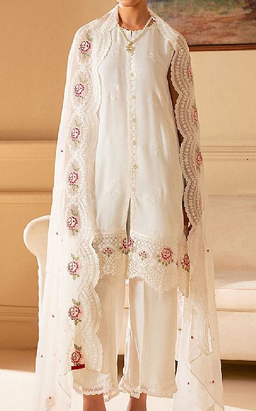 Cross Stitch White Chiffon Suit | Pakistani Embroidered Chiffon Dresses USA- Image 1