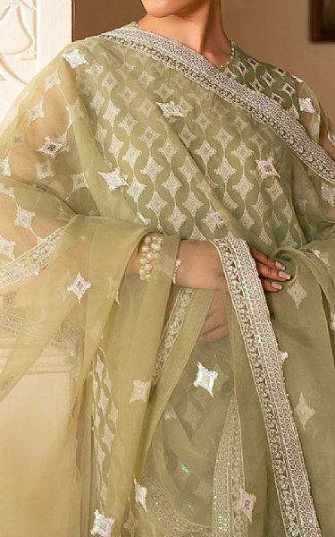 Cross Stitch Green Organza Suit | Pakistani Embroidered Chiffon Dresses USA- Image 3